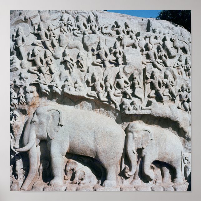 Póster Relief depicting Arjuna's penance (Frente)