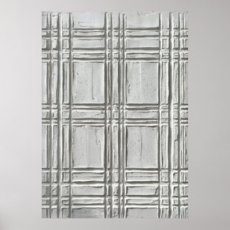 Póster Relieve de yeso blanco Tartán Cuadro Texturizado 3
