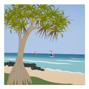 Póster Relieve metalizado Ala en la playa