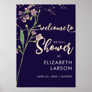 Póster Relieve metalizado dorado acuarela Flor silvestre