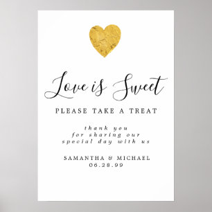 Póster Relieve metalizado dorado Amor es dulce Boda  Rótu