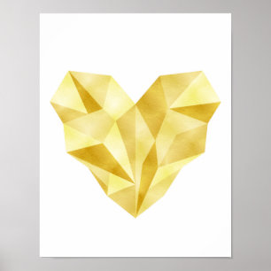 Póster Relieve metalizado dorado corazón poster de corazó