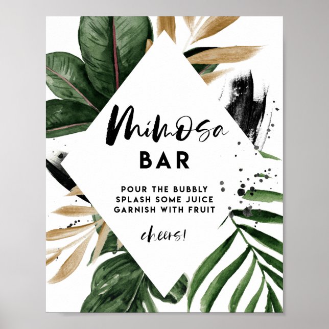 Póster Relieve metalizado dorado de hojas tropicales duch (Frente)
