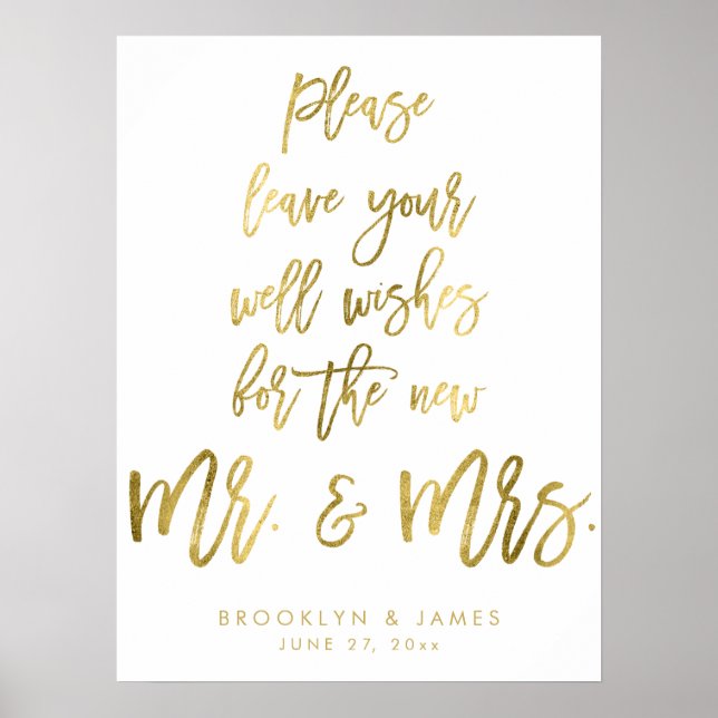 Póster Relieve metalizado dorado Deje Su Rótulo Boda Bien (Frente)