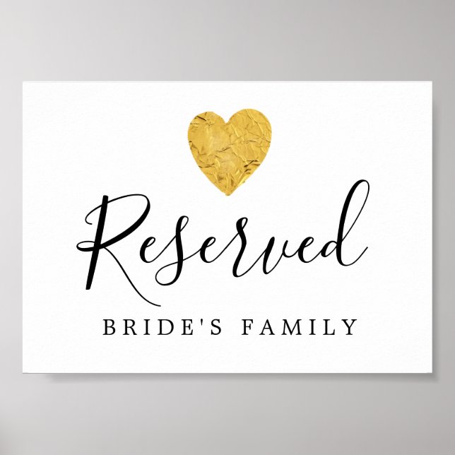 Póster RELIEVE METALIZADO DORADO DIY Boda Cardíaco Rótulo (Frente)