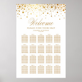 Póster Relieve metalizado dorado falso Confetti Boda blan
