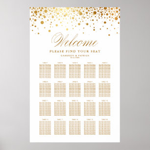 Póster Relieve metalizado dorado falso Confetti Boda blan