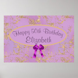 Póster Relieve metalizado dorado púrpura 50 cumpleaños gr