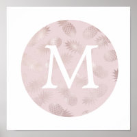 Relieve metalizado lindo rosa oro piña monograma