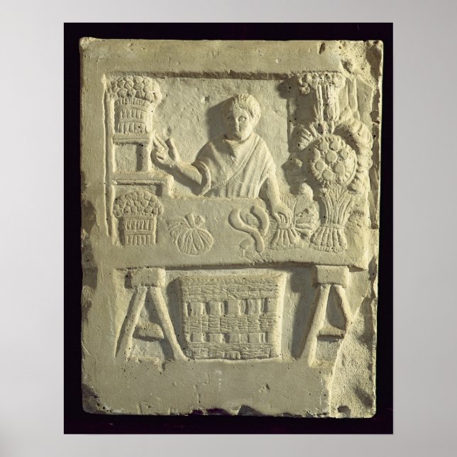 Póster Relieve que representa a un vendedor de flores y v (Frente)