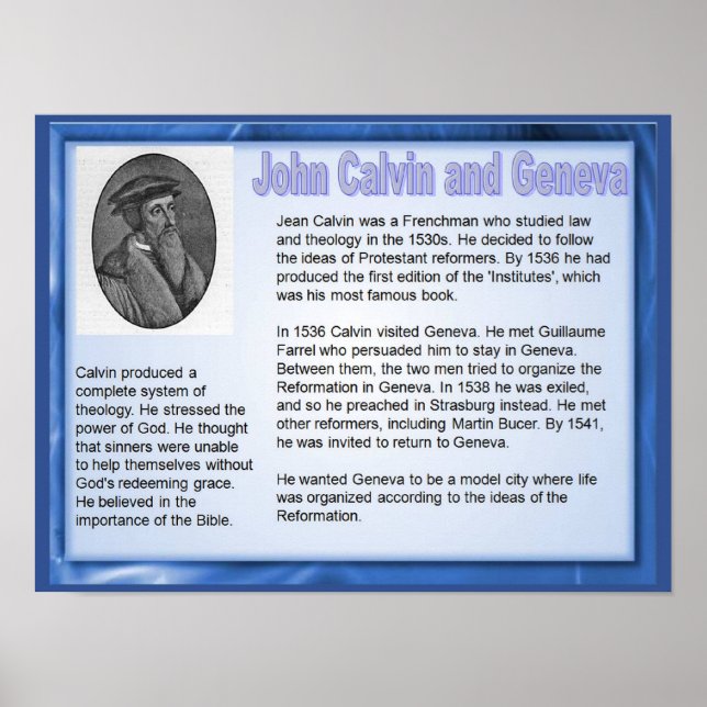 Póster Religion, History, Reformation John Calvin (Frente)