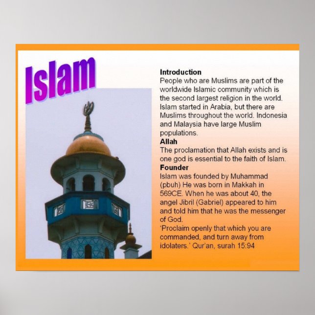 Póster Religión, Islam, introducción (Frente)