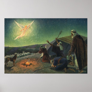 Póster Religión Vintage, Anuncio a los Pastores