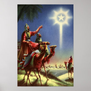 Póster Religión vintage, hombres sabios con estrella de B