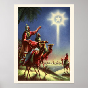 Póster Religión Vintage, Sabios con la Estrella de Belén
