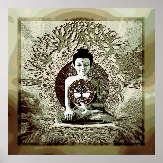 Póster Religiones mundiales de meditación de la paz (Frente)