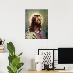 Póster Religioso vintage, retrato de Jesucristo con Halo