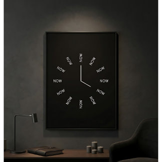 Póster Reloj AHORA Negro y Blanco Mindfulness