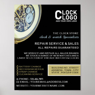 Póster Reloj antiguo, publicidad horóloga