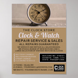 Póster Reloj clásico de alarma, publicidad horóloga