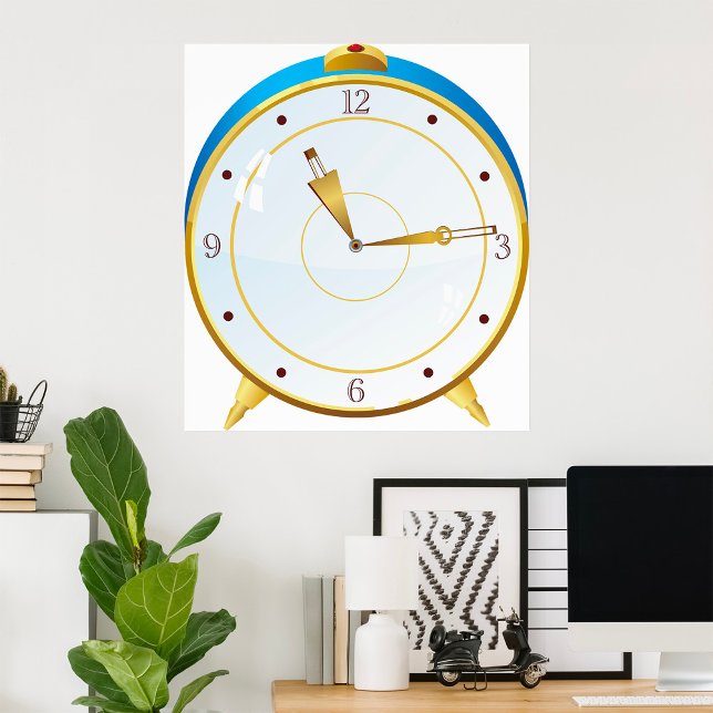 Póster Reloj de alarma de oro retro con reloj de tiempo d (Subido por el creador)