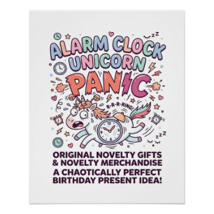 Póster Reloj de alarma de unicornio Unicornio Pánico Tipo