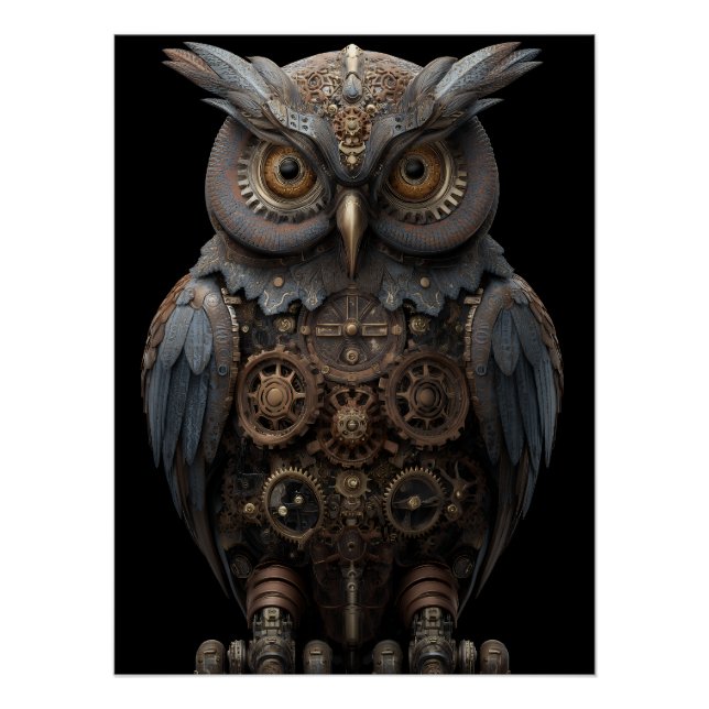 Póster Reloj de Cuerda Ornamental en Forma de Búho (Anverso)