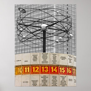Póster Reloj de hora mundial, Alexanderplatz, Berlín,