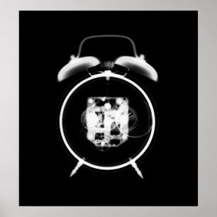 Póster Reloj de rayos X anticuado blanco negro