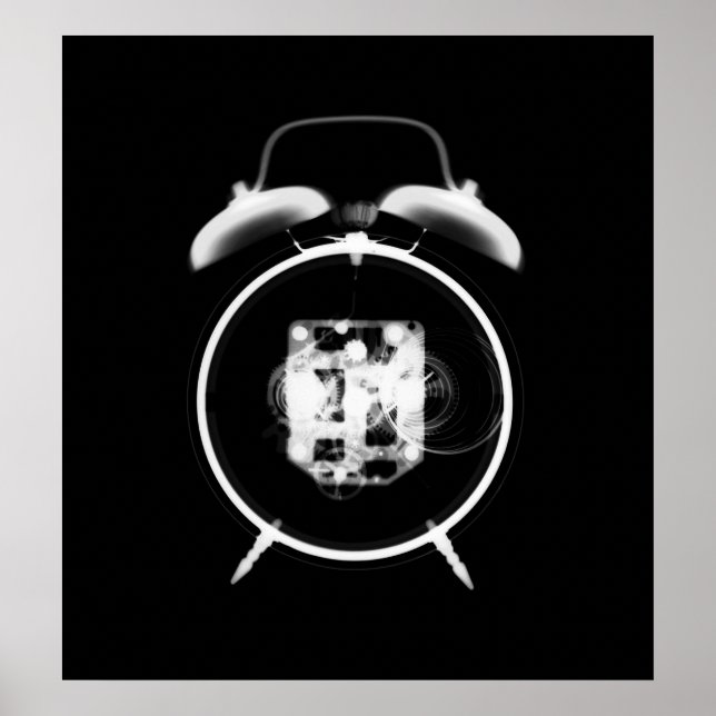 Póster Reloj de rayos X anticuado blanco negro (Frente)