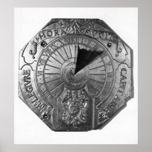 Póster Reloj de sol portátil, del castillo 1756 de Sierk