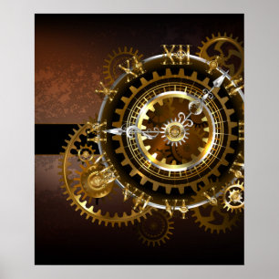 Póster Reloj de vapor con engranajes antiguos