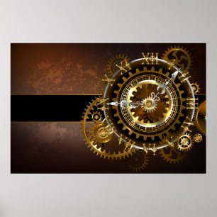 Póster Reloj de vapor con engranajes antiguos