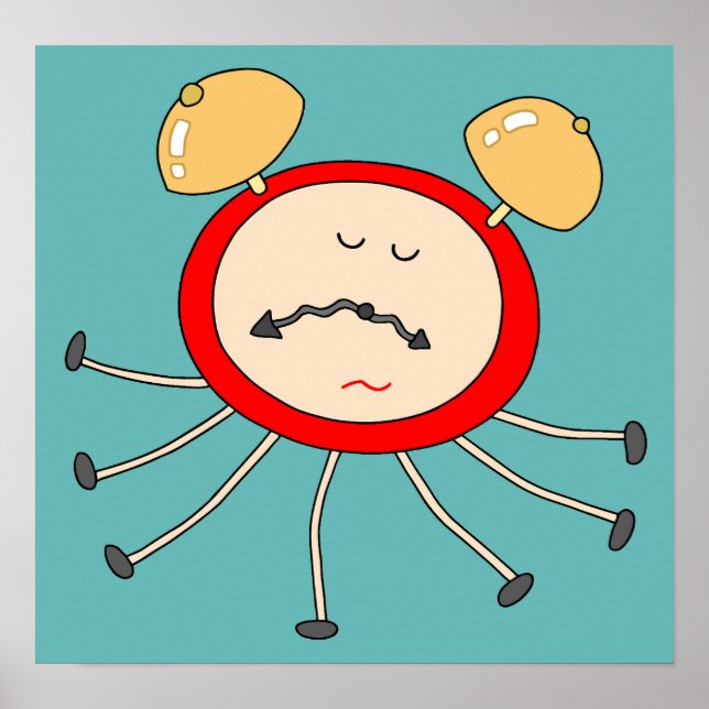 Póster Reloj despertador somnoliento. (Frente)