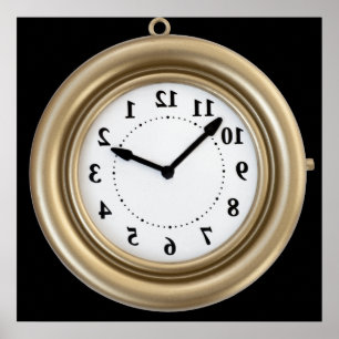 Póster Reloj divertido de conejo blanco