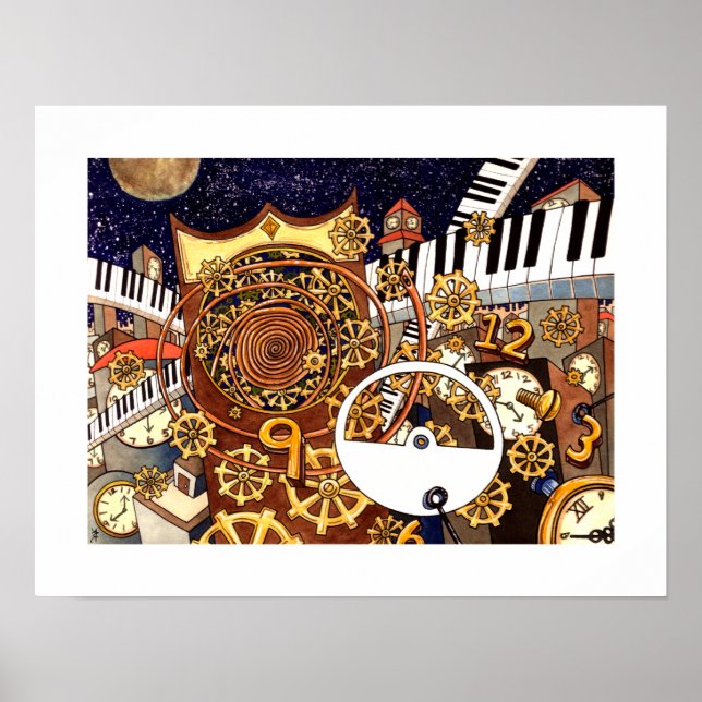 Póster Reloj dorado - Tierras de cierre - 18 x 14 (Frente)