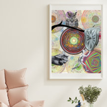 Reloj geométrico surrealista y colorido