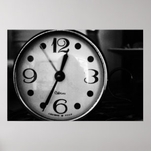 Póster Reloj viejo blanco y negro