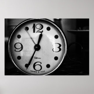 Póster Reloj viejo blanco y negro