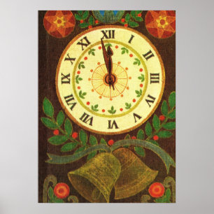 Póster Reloj vintage, cuenta regresiva para Navidades