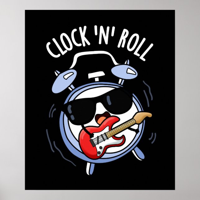 Póster Reloj Y Rollo Gracioso Rock Pun Dark BG (Frente)