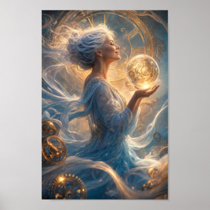 Póster Relojero Etéreo en Poster de Luz Dorada