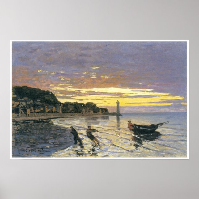 Póster Remando un barco, Honfleur, 1864, Claude Monet (Frente)