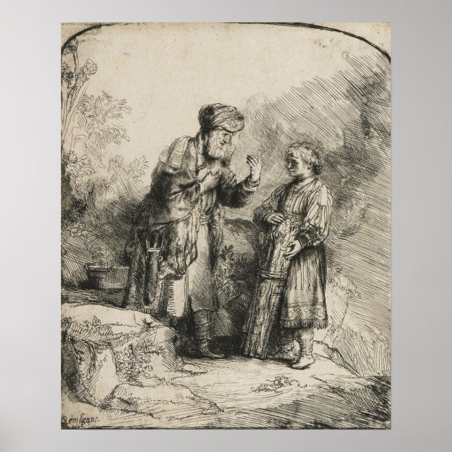 Póster Rembrandt - Abraham e Isaac 1645 (Frente)