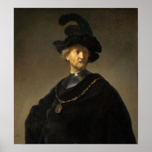 Póster Rembrandt - Anciano con cadena de oro