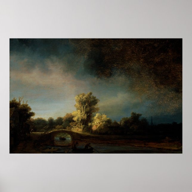Póster Rembrandt Art Painting Landscape (Frente)
