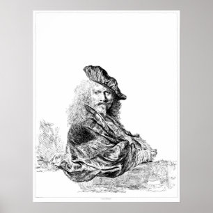 Póster Rembrandt Autoretrato Etching