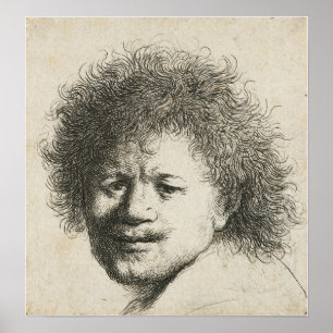 Póster Rembrandt - Autorretrato, pelo largo y despeinado 