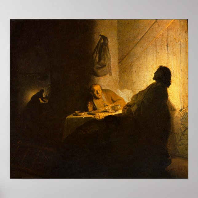 Póster Rembrandt - Christus en Emmaus (Frente)