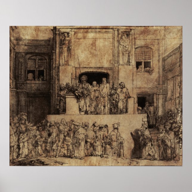 Póster Rembrandt - Cristo presentado a la gente (Frente)